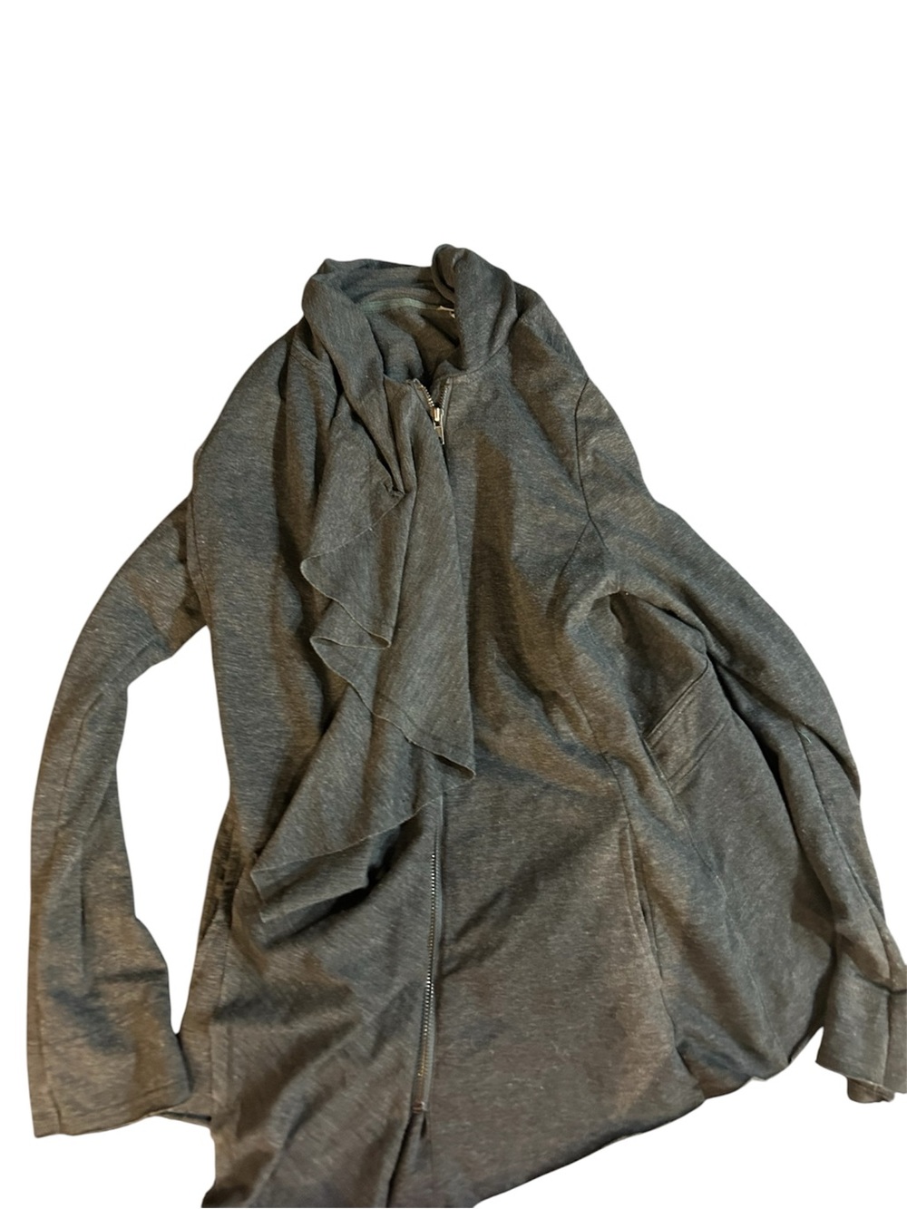 Gray Ruffled Zip Front - Picture 2 of 11